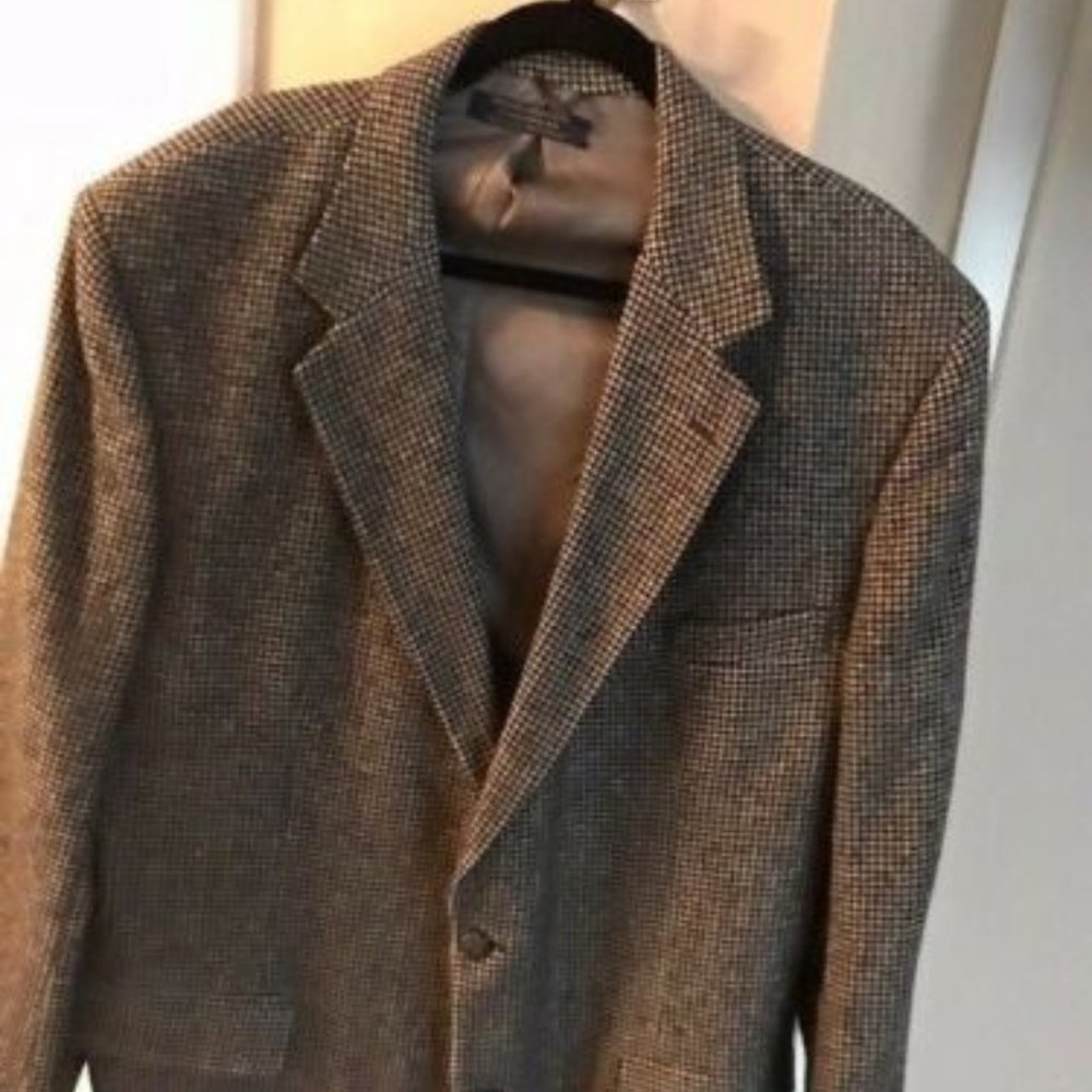 BROOKS BROTHERS 100% Camel Hair Houndstooth Blazer